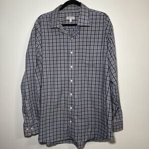 Peter Millar Shirt Mens 2XL Blue Red Plaid Button Down Long Sleeve Cotton Pocket